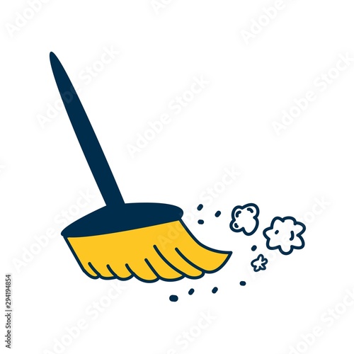 broom and dust. Cleaning service. Icon vector