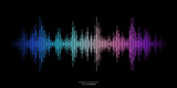 Abstract sound wave stripe lines colourful equalizer isolated on black background. Vector illustration in concept music, sound, technology.