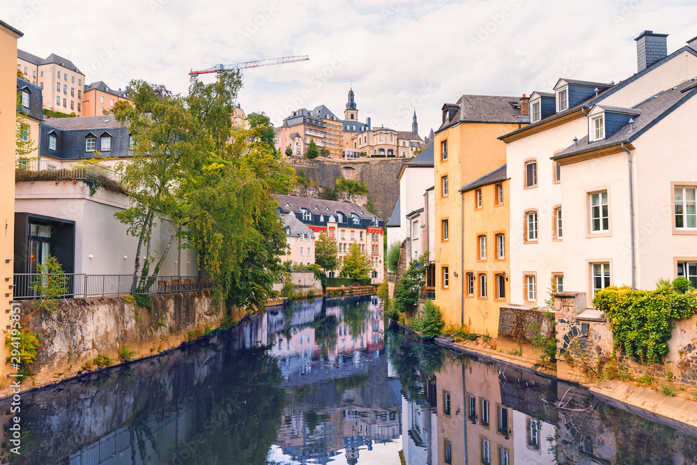 Retro houses the old quarter of Luxembourg city Grund protected by UNESCO