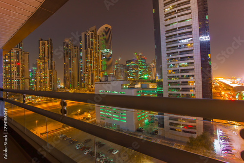 modern buildings in Dubai city, night scene. UAE