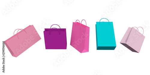 Colorful shopping bags levitate. 3d rendering