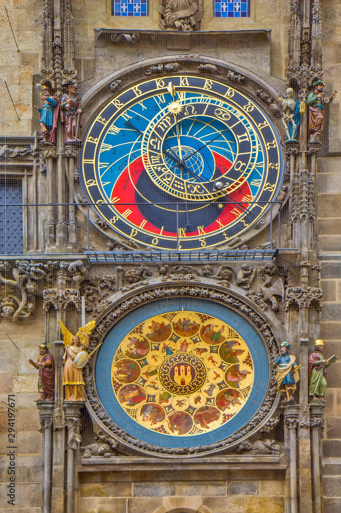 The Prague Astronomical Clock, or Prague Orloj in Prague