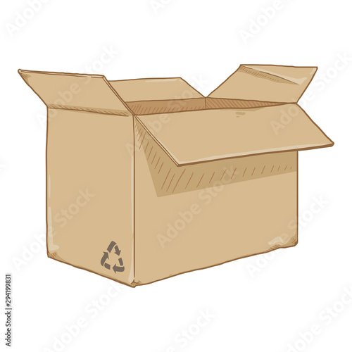 Vector Cartoon Open Cardboad Box