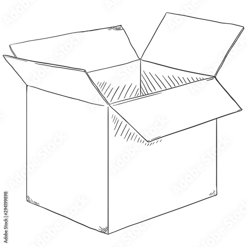 Vector Sketch Open Cubicle Cardboard Box