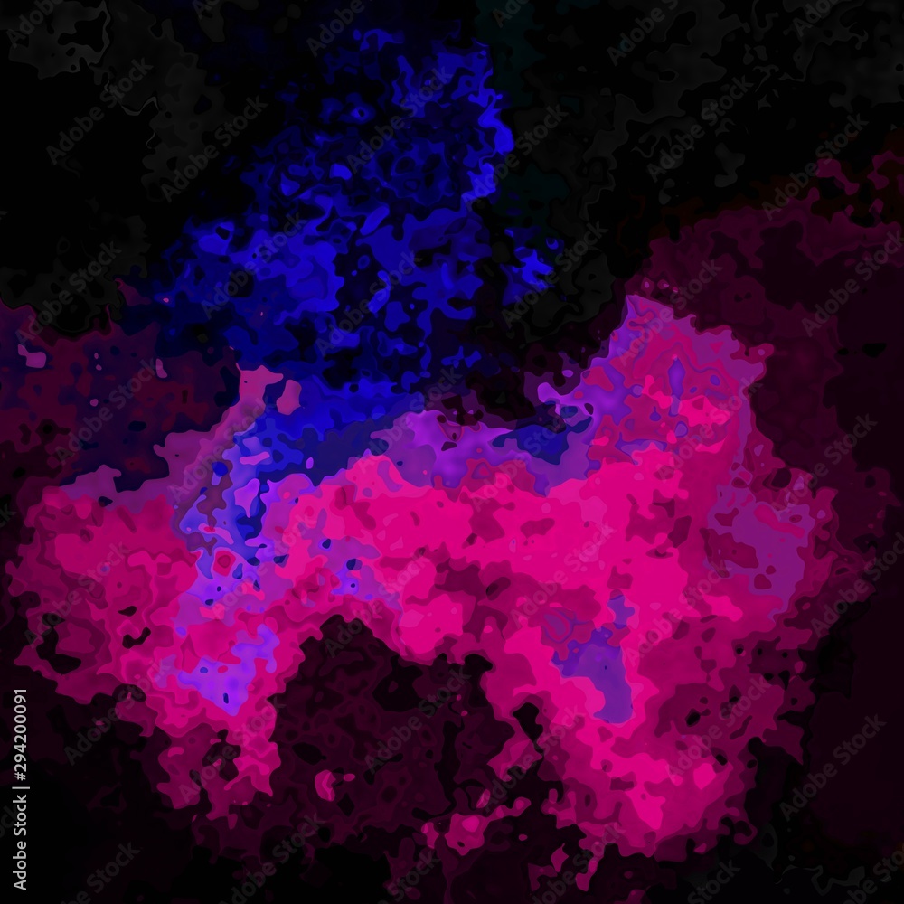 abstract stained pattern texture square background dark purple blue hot pink black color - modern painting art - watercolor splotch effect