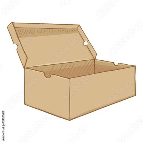 Vector Cartoon Open Brown Shoebox