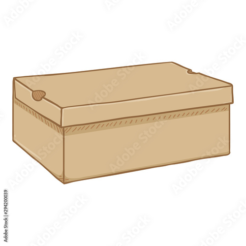 Shoes Box. Cartoon Closed Brown Cardboard Shoebox.