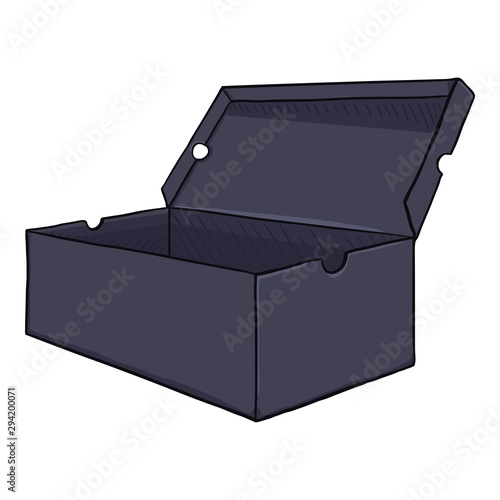 Vector Cartoon Open Dark Blue Shoes Box