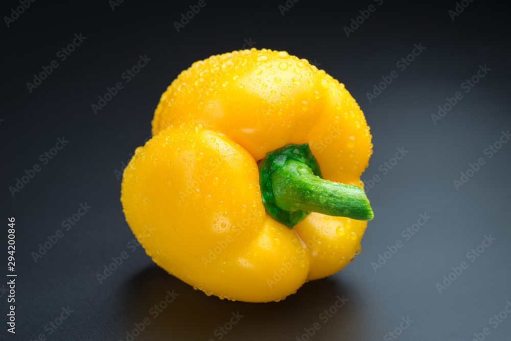 Yellow sweet pepper on black background. Fresh pepper Yellow sweet pepper on black background. Fresh pepper