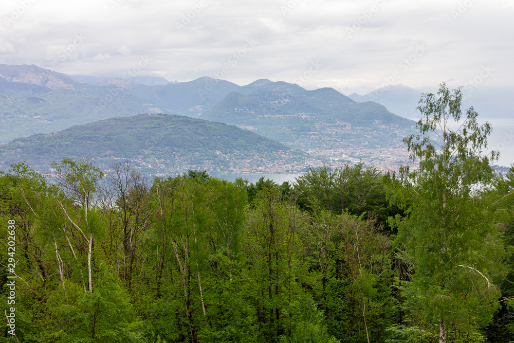 Stresa mountain landscape, Italy, Lombardy. Isola Bella island, Maggiore lake view,
