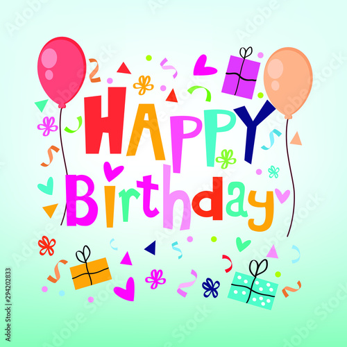happy birthday with balloons colorful