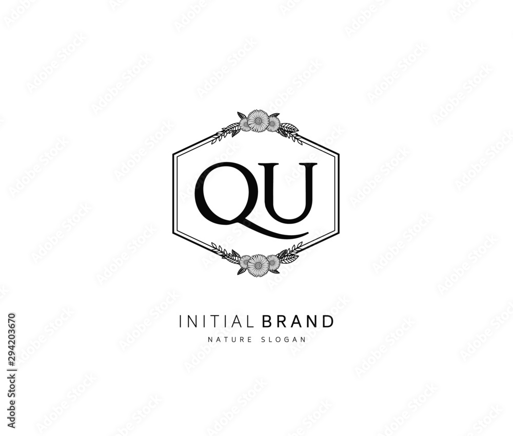 Q U QU Beauty vector initial logo, handwriting logo of initial signature, wedding, fashion, jewerly, boutique, floral and botanical with creative template for any company or business. Q U QU Beauty vector initial logo, handwriting logo of initial signature, wedding, fashion, jewerly, boutique, floral and botanical with creative template for any company or business.