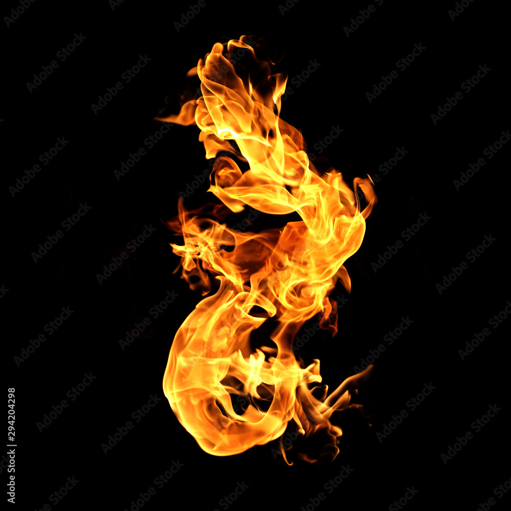 Fototapeta premium Fire flames on a black background.