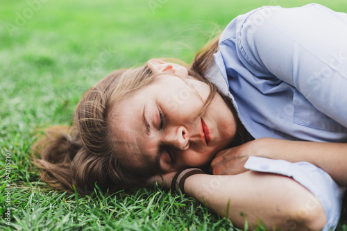 Woman sleeping outdoors