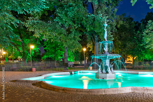 Fountains at Tsar Simeon Garden in City of Plovdiv, Bulgaria