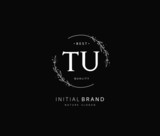 T U TU Beauty vector initial logo, handwriting logo of initial signature, wedding, fashion, jewerly, boutique, floral and botanical with creative template for any company or business.