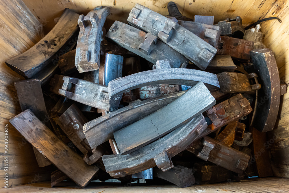 Group of train and car drum break components Group of train and car drum break components