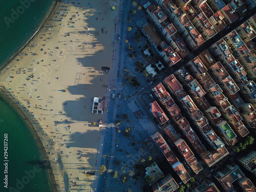 Photography Strandpromenade la Barceloneta in Barcelona von oben