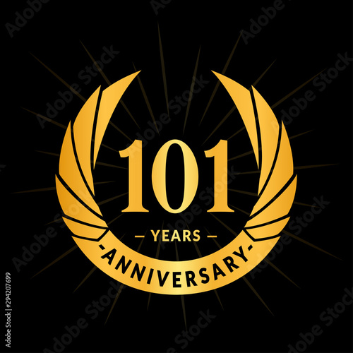101 years anniversary celebration logotype. Elegant anniversary design. One hundred and one years logo.