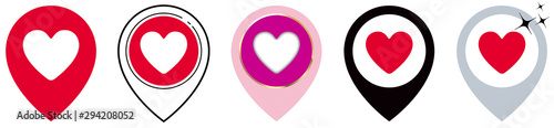 ICÔNE DE LOCALISATION AVEC COEUR COLORÉ