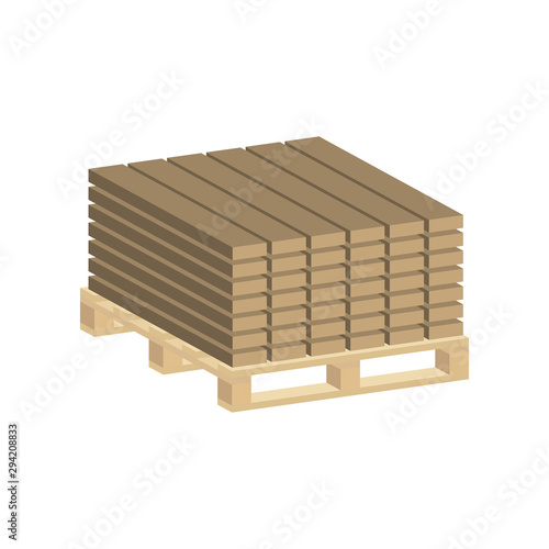 Construction boards on a pallet.Isometric and 3D view.	