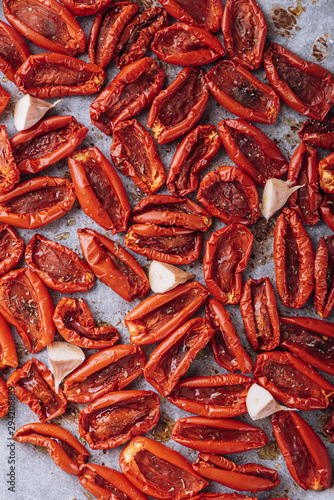 traditional italian food, sun-dried tomatoes made at home.