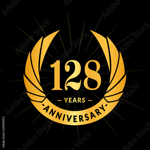 128 years anniversary celebration logotype. Elegant anniversary design. One hundred and twenty-eight years logo. photo