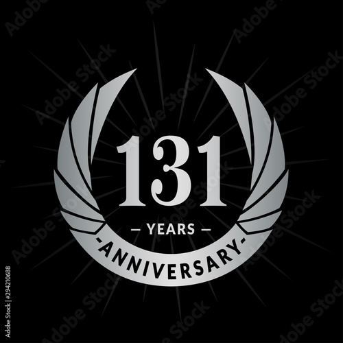131 years anniversary celebration logotype. Elegant anniversary design. One hundred and thirty-one years logo.