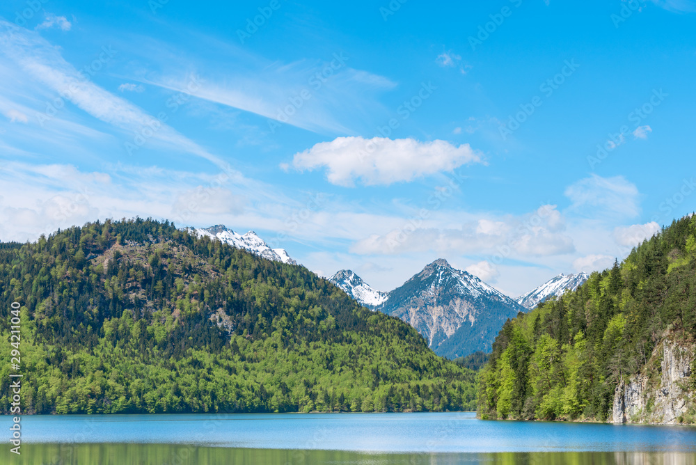 Alpine lake under a clear sky
