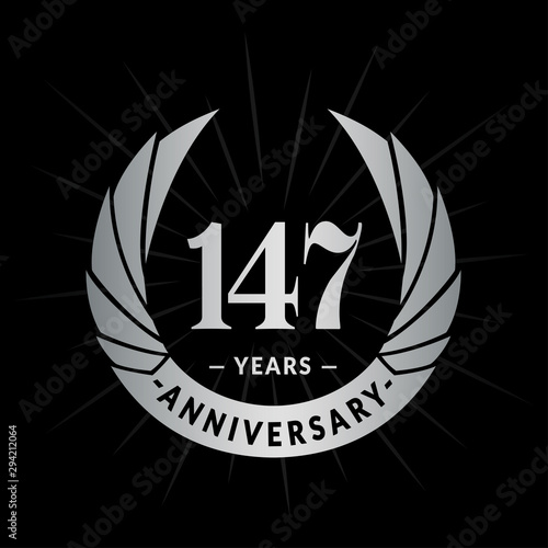 147 years anniversary celebration logotype. Elegant anniversary design. One hundred and forty-seven years logo. photo