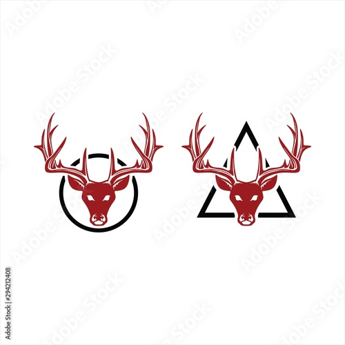 Simple deer head logo vector icon. elk moose forest with Silhouette light line art classic modern look. For cool shirt cloth apparel graphic, game smart phone app brand. Quiet friendly group gathering