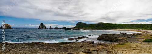 La Pointe des Chateaux Castles headland is a peninsula that extends into the Atlantic Ocean from the Eastern coast of the island of Grande-Terre, in Guadeloupe, french West Indies.panoramic view