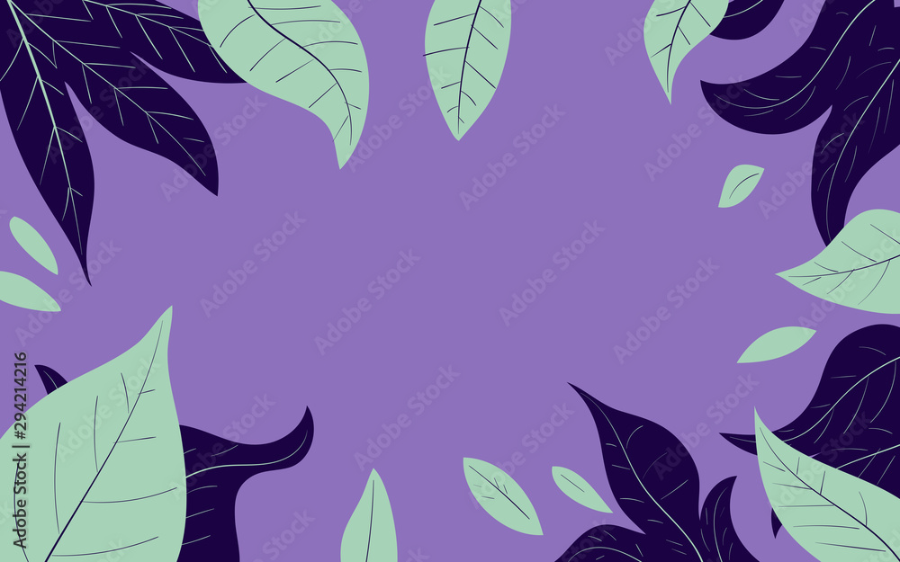 Vector illustration in trendy flat and linear style - background with copy space for text - green plants and leaves