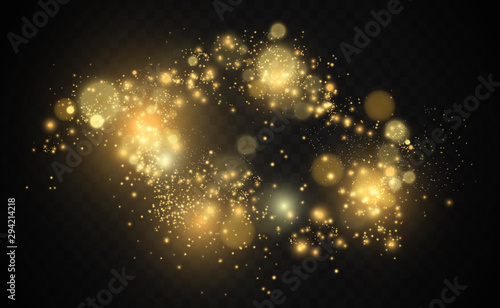 Beautiful sparks shine with special light. Vector sparkles on a transparent background. Christmas abstract pattern. A beautiful illustration for the postcard. The background for the image. Luminaries.
