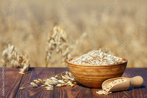 oat flakes and field photo