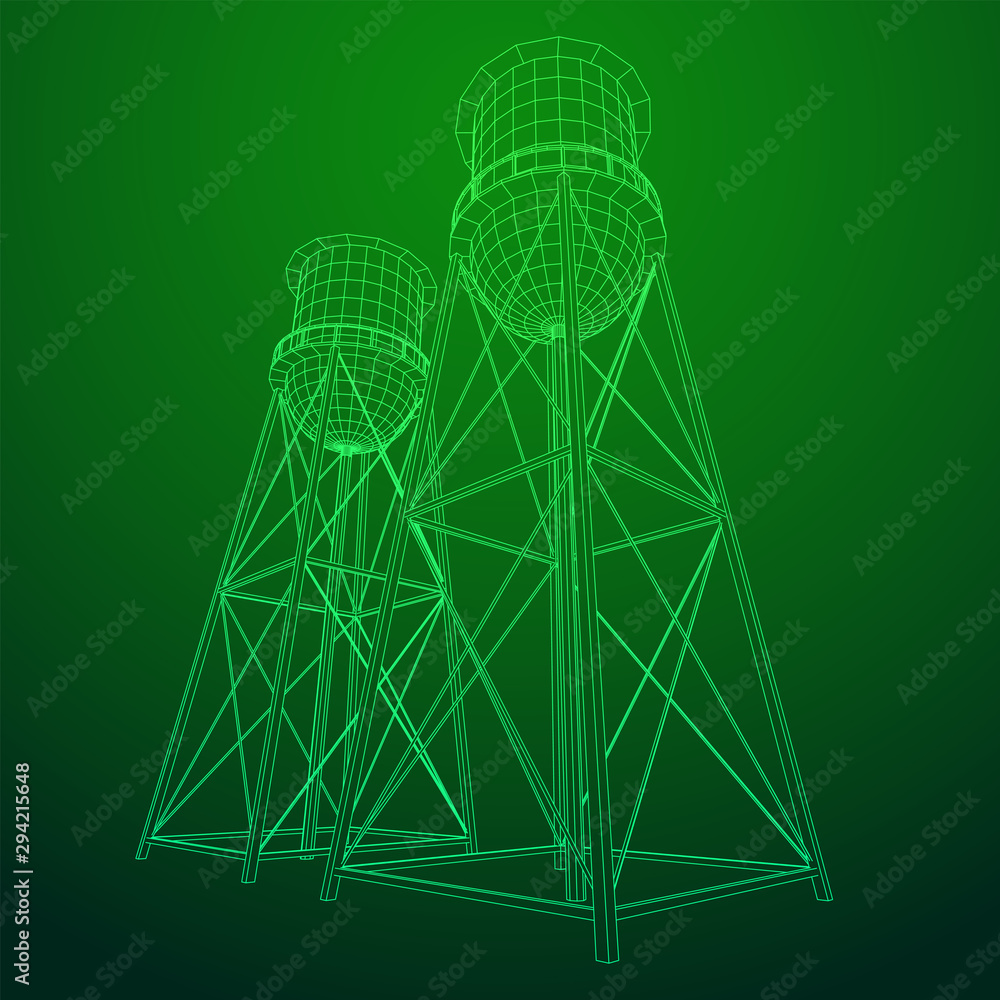 Water tower. Industrial construction vector Water tower. Industrial construction vector