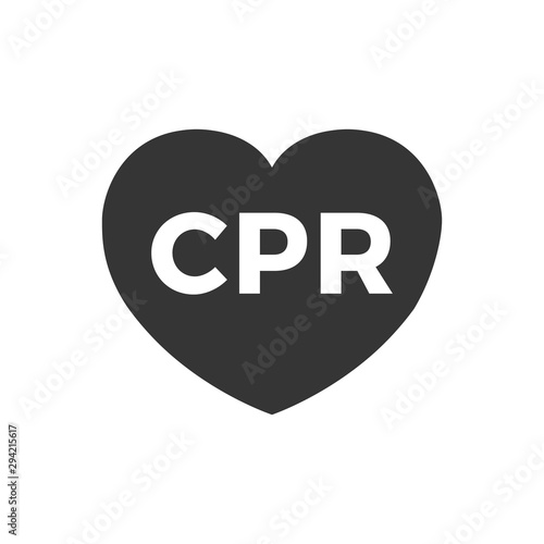 black heart icon with CPR sign.