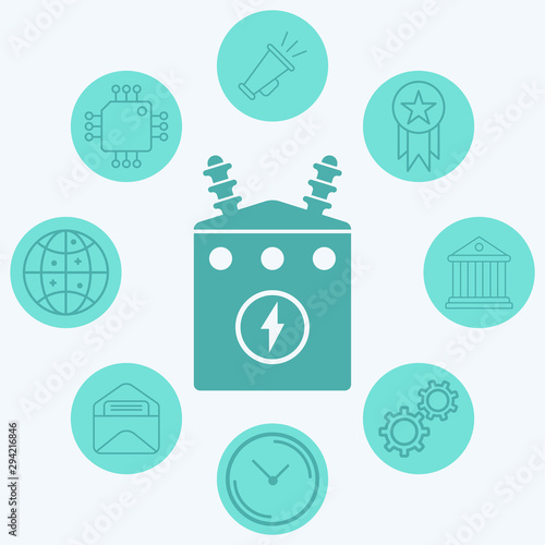 Electric transformer vector icon sign symbol