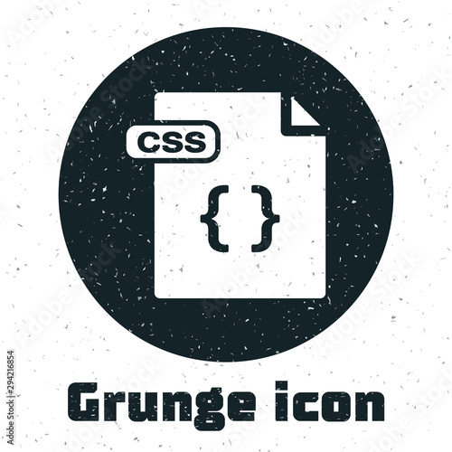 Grunge CSS file document. Download css button icon isolated on white background. CSS file symbol. Vector Illustration