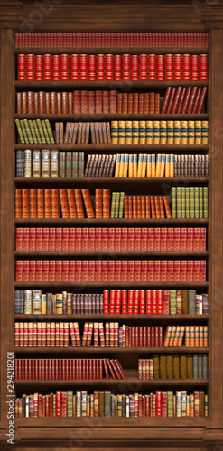 old library with books on the shelves, 3d illustration