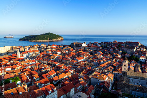 The old town of Dubrovnik with Lokrum in the back