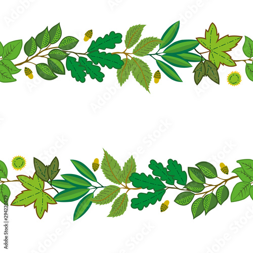 Seamless background with green leaves