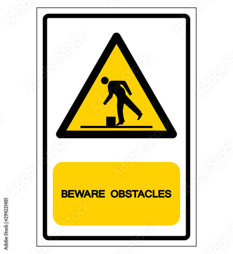 Beware Obstacles Symbol, Vector Illustration, Isolate White Background Label. EPS10