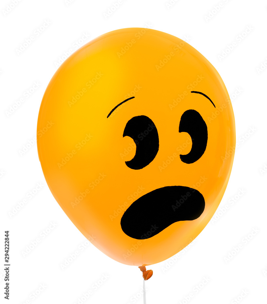 Orange Balloon Drawing Scared Face On Stock Photo 1519105115