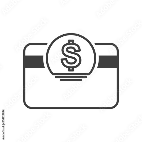 Money transfer icon on the credit card. Vector on a white background.