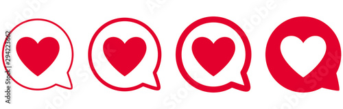 ICÔNE COEUR ROUGE AVEC BULLE