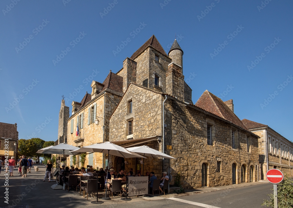 Tourist Information Office and Town Hall in the centre of medieval village of Domme, Aquitaine, France.
