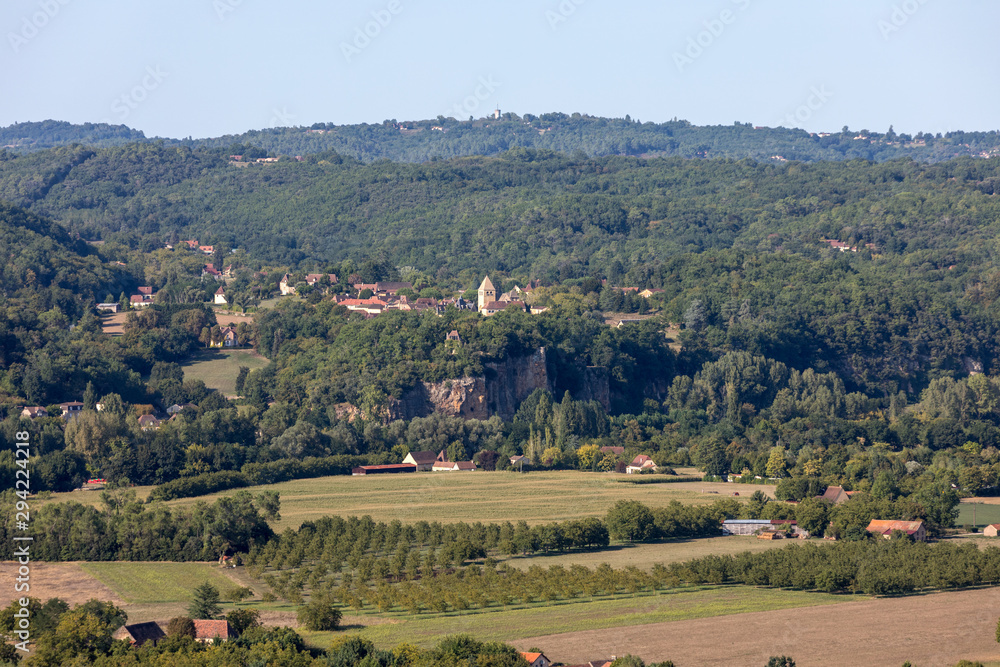 View of the Dordogne Valley from the walls of the old town of Domme, Dordogne, France