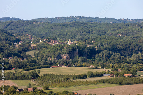 View of the Dordogne Valley from the walls of the old town of Domme  Dordogne  France