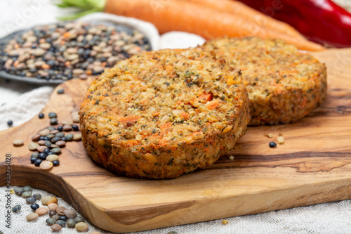 Photography Tasty vegetarian lentils burgers, healthy food